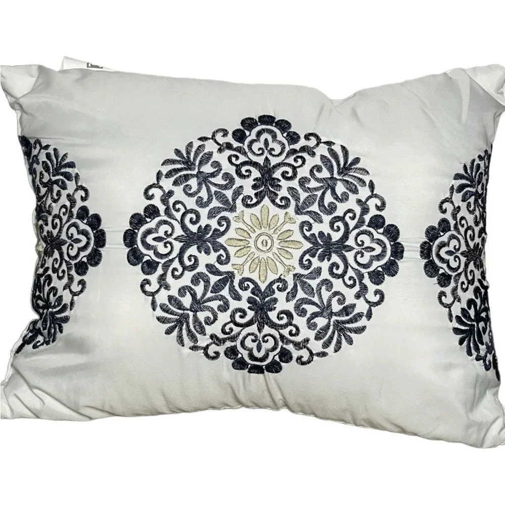 Threshold Blue & White Small Embroidered Throw Pillows